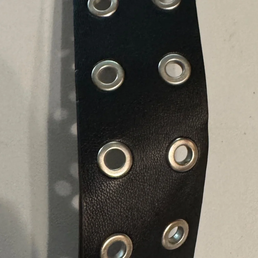 Girls 34 Inch Adjustable Black Grommet Belt Modern Garage Grunge Punk Emo Belt